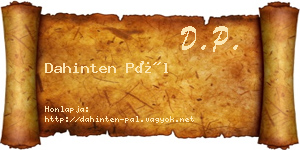 Dahinten Pál névjegykártya